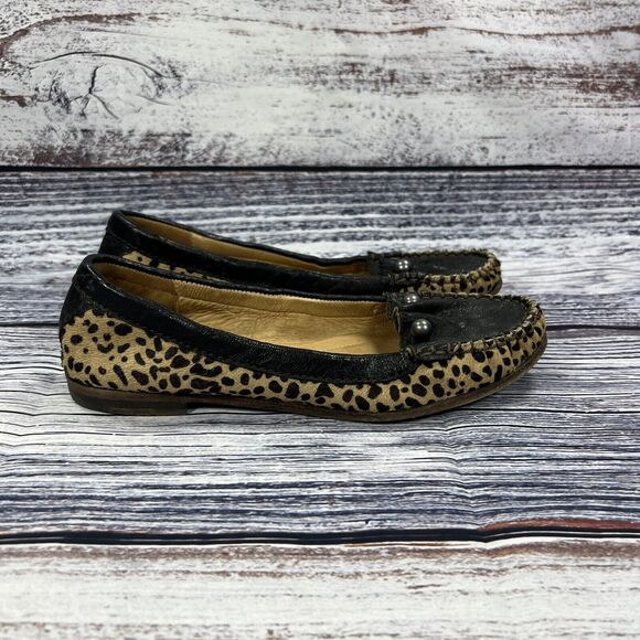 Lucchese Spirit Leopard Print Hair Flats Loafers Moccasins, Women’s Size 7.5 - Picture 1 of 8